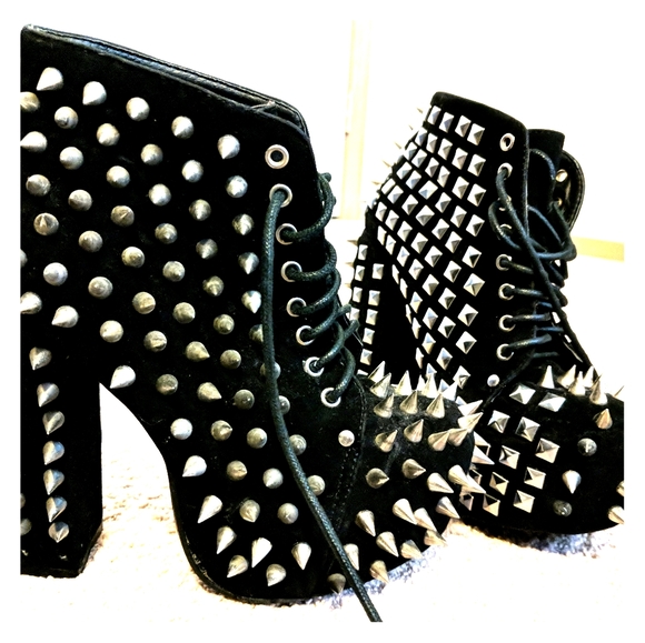 black studded spike boots